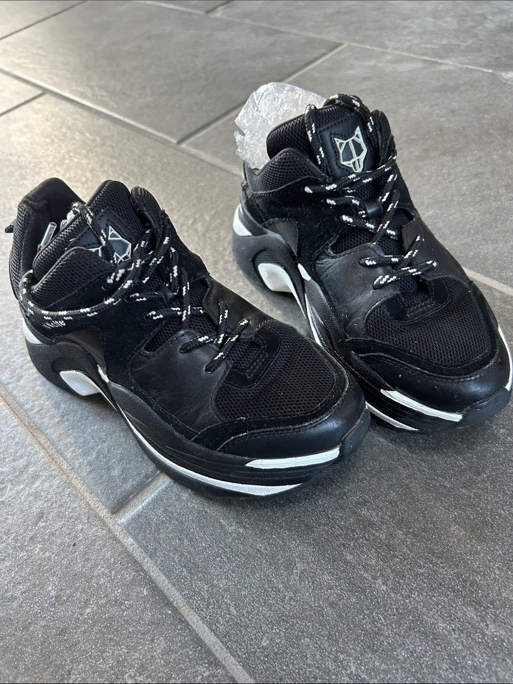 Naked Wolfe Black and White Chunky Platform Sneakers